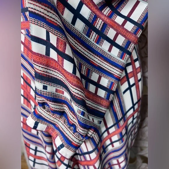 EUC Cremieux Long Sleeved Flowy Collard Shirt Dress-Multicolor Sz 14 - Picture 3 of 5